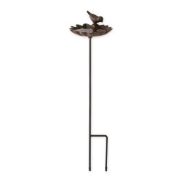 ELM LEAF WITH BIRD BIRDBATH